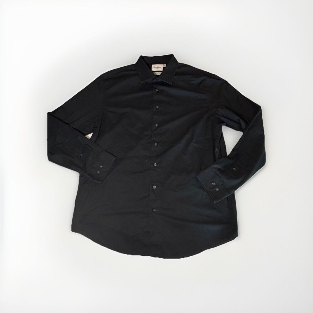 Goodfellow & Co Black Dress Shirt Men’s XL 17-17.5 Standard Fit Button Stretch